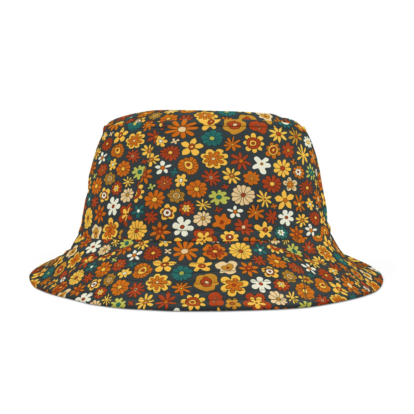 Retro Colorful Hippie Floral Y2K Bucket Hat