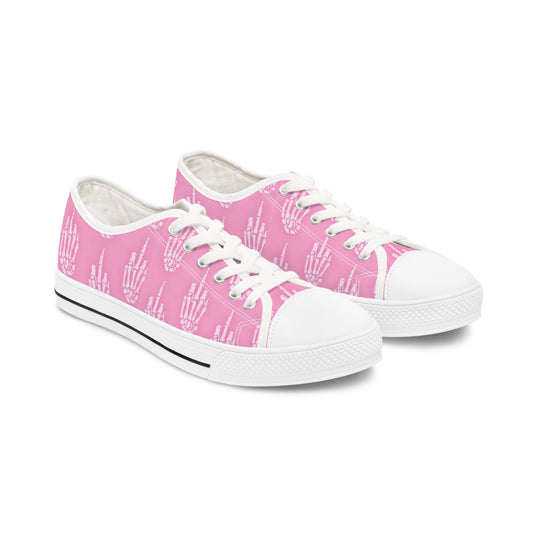 Women's Skeleton Finger Pink Pastel Goth Low Top Sneakers