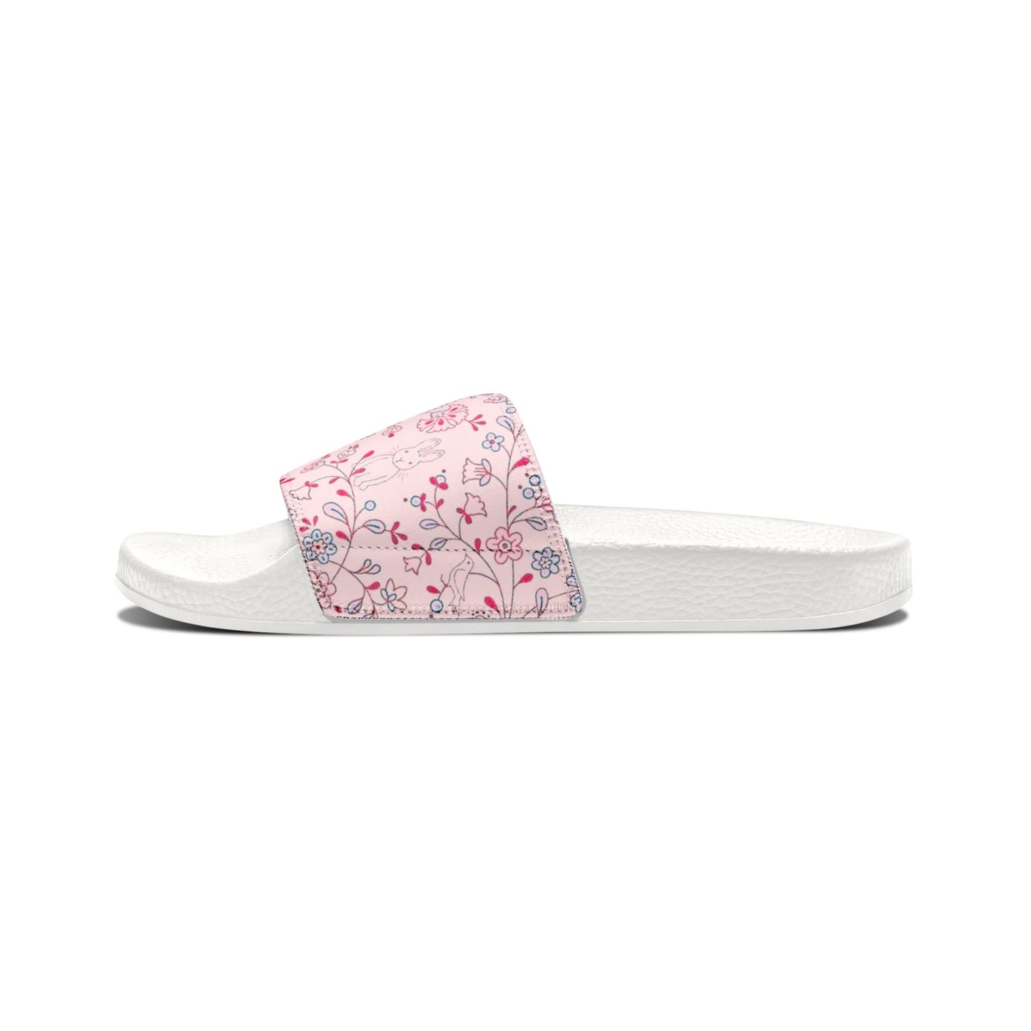 Women's Kawaii Floral Bunnies Pastel Pink Slide Sandals