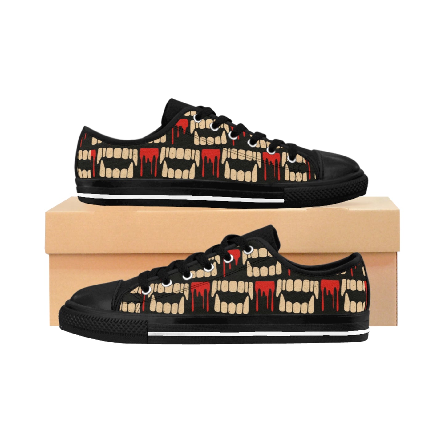 Horror Vampire Themed Men's Low Top Sneakers