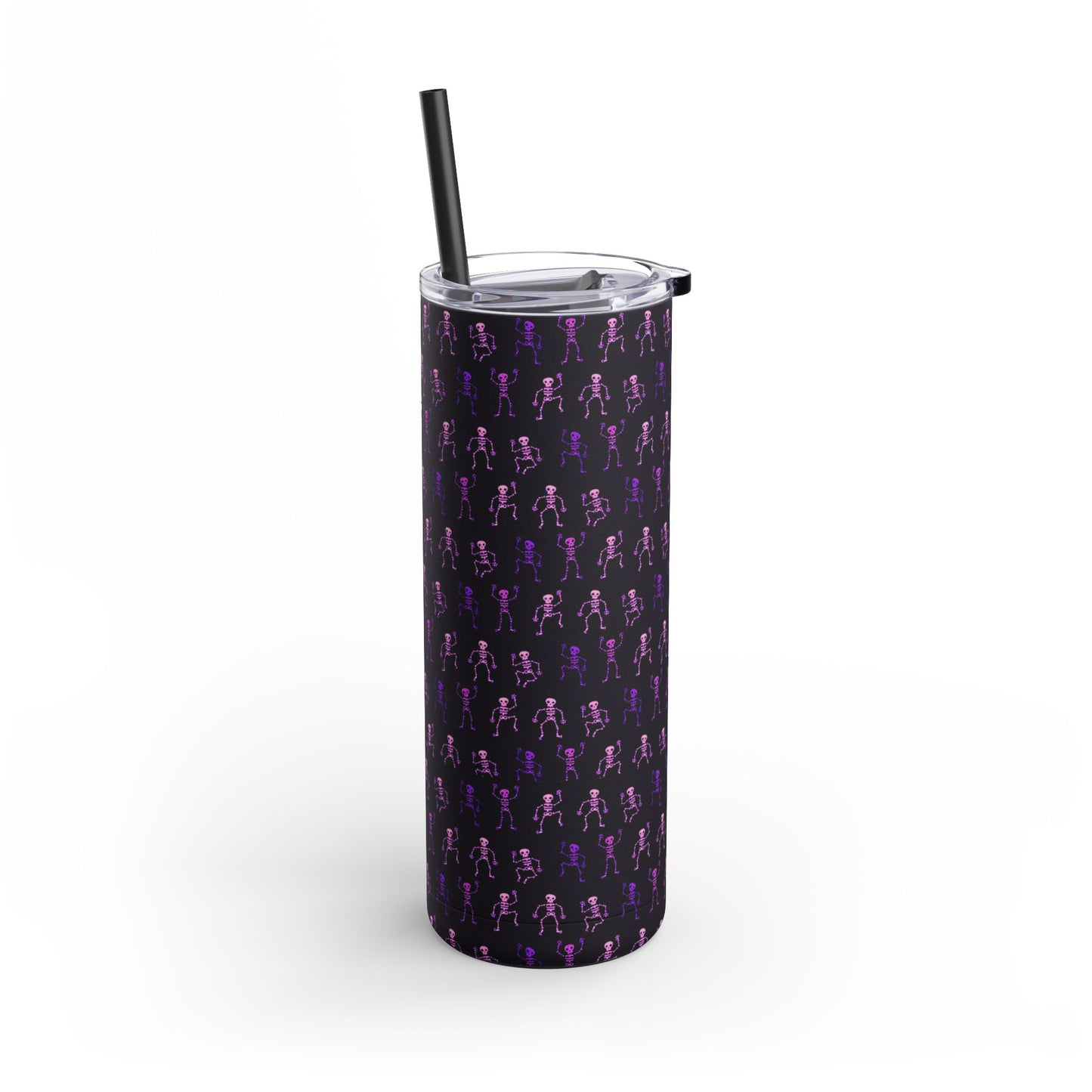 Skeleton Black Skinny Matte Tumbler, 20oz