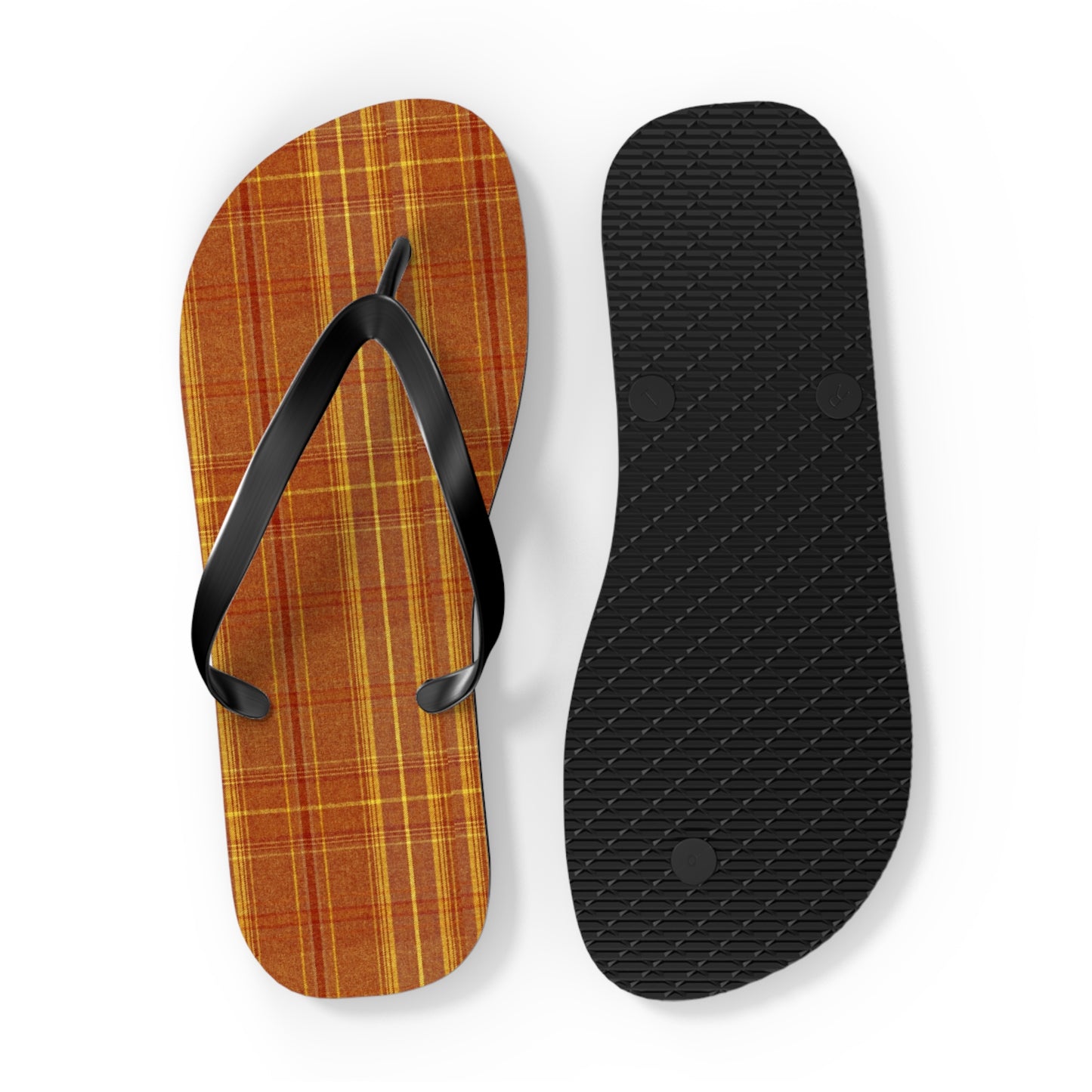 Orange Plaid Men's Flip Flops