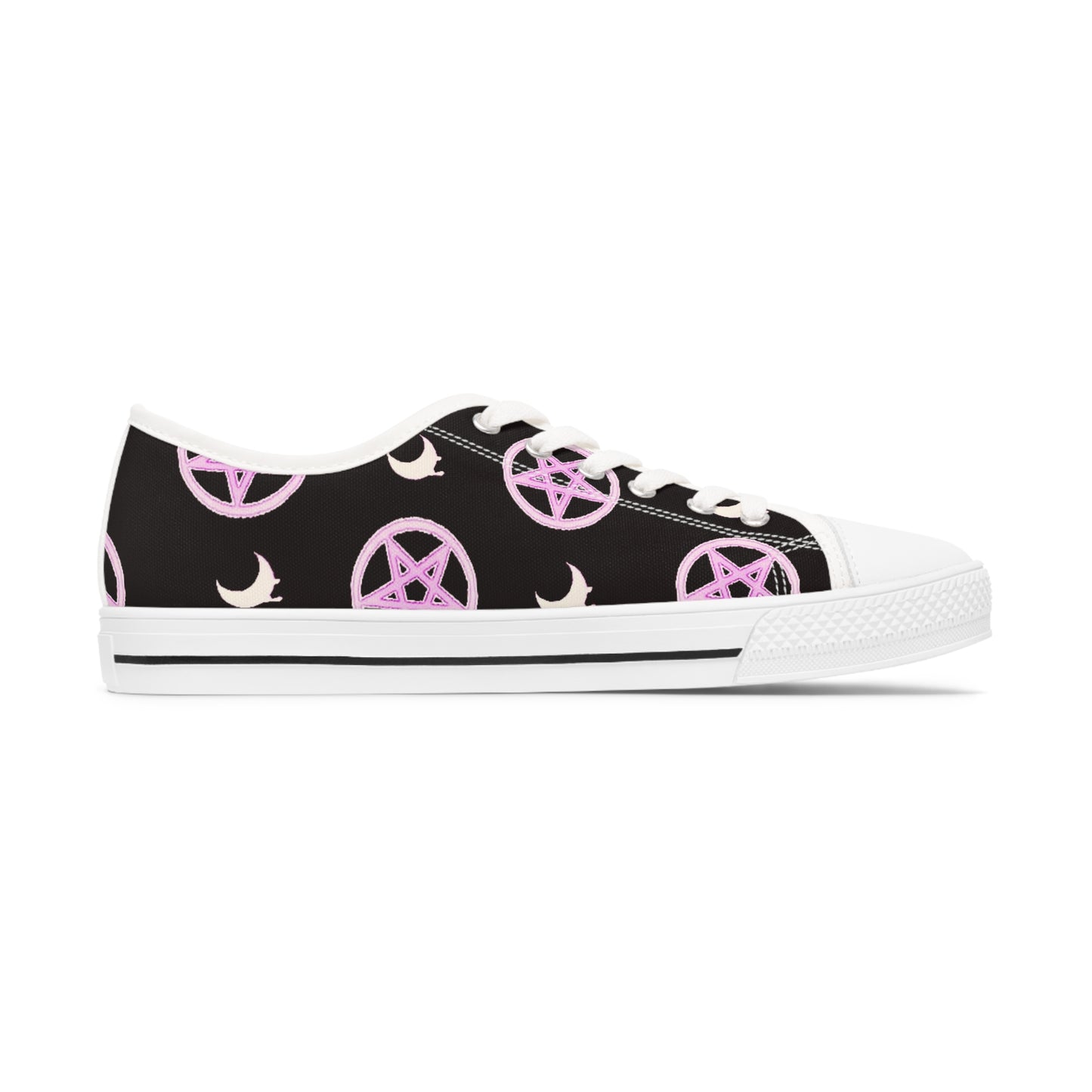 Pink Pentagram Goth Women's Low Top Sneakers