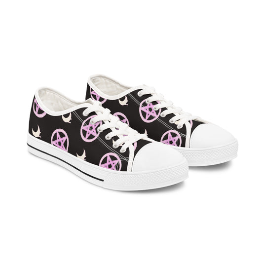 Pink Pentagram Goth Women's Low Top Sneakers