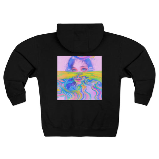 Girl Pink Abstract Art Unisex Zip Hoodie Black