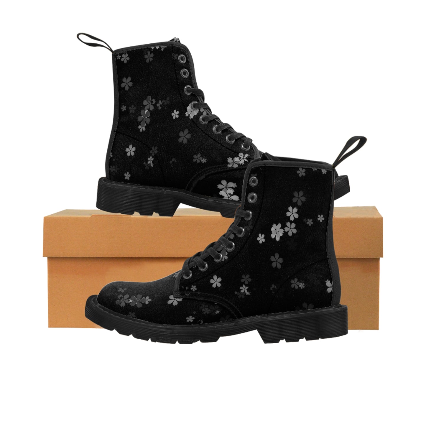 Women's Black Floral Boots