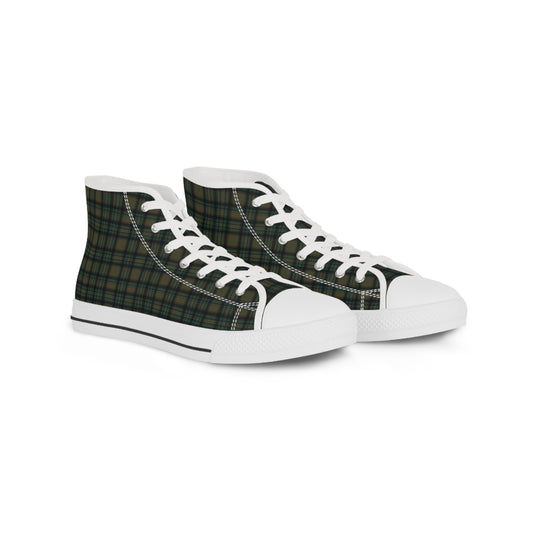 Men's Green Plaid White High Top Sneakers