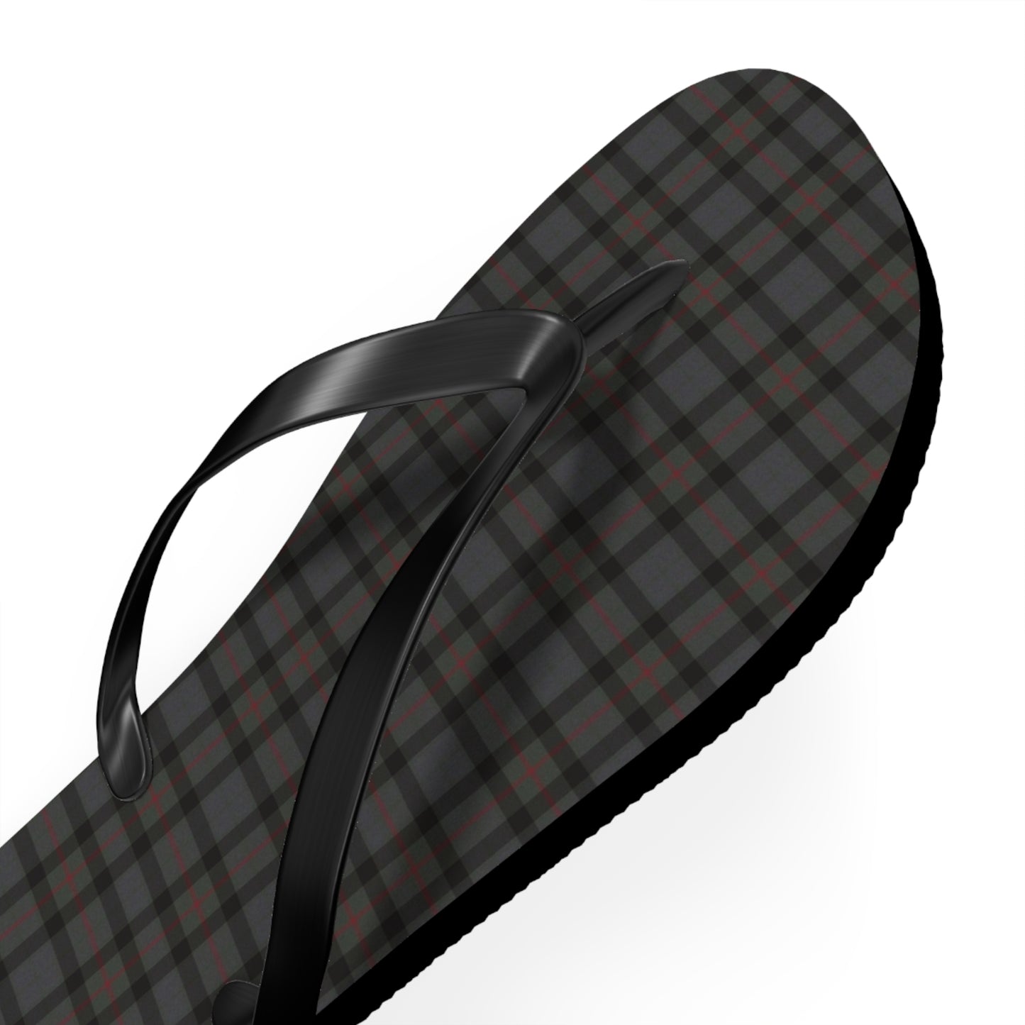 Gray Plaid Checkered Men's Flip Flops