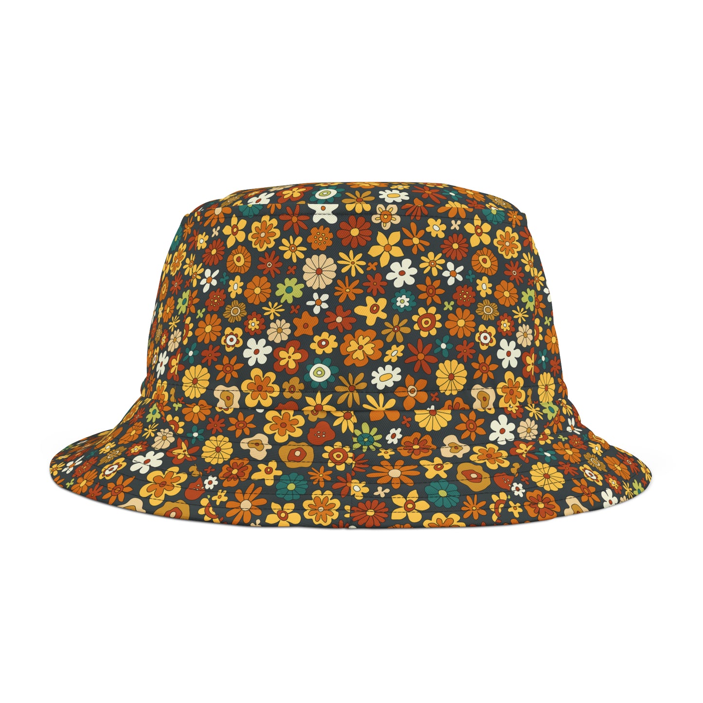 Retro Colorful Hippie Floral Y2K Bucket Hat