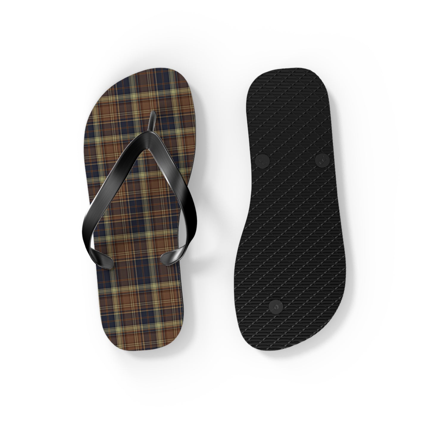 Men's Flip Flops | Brown Plaid