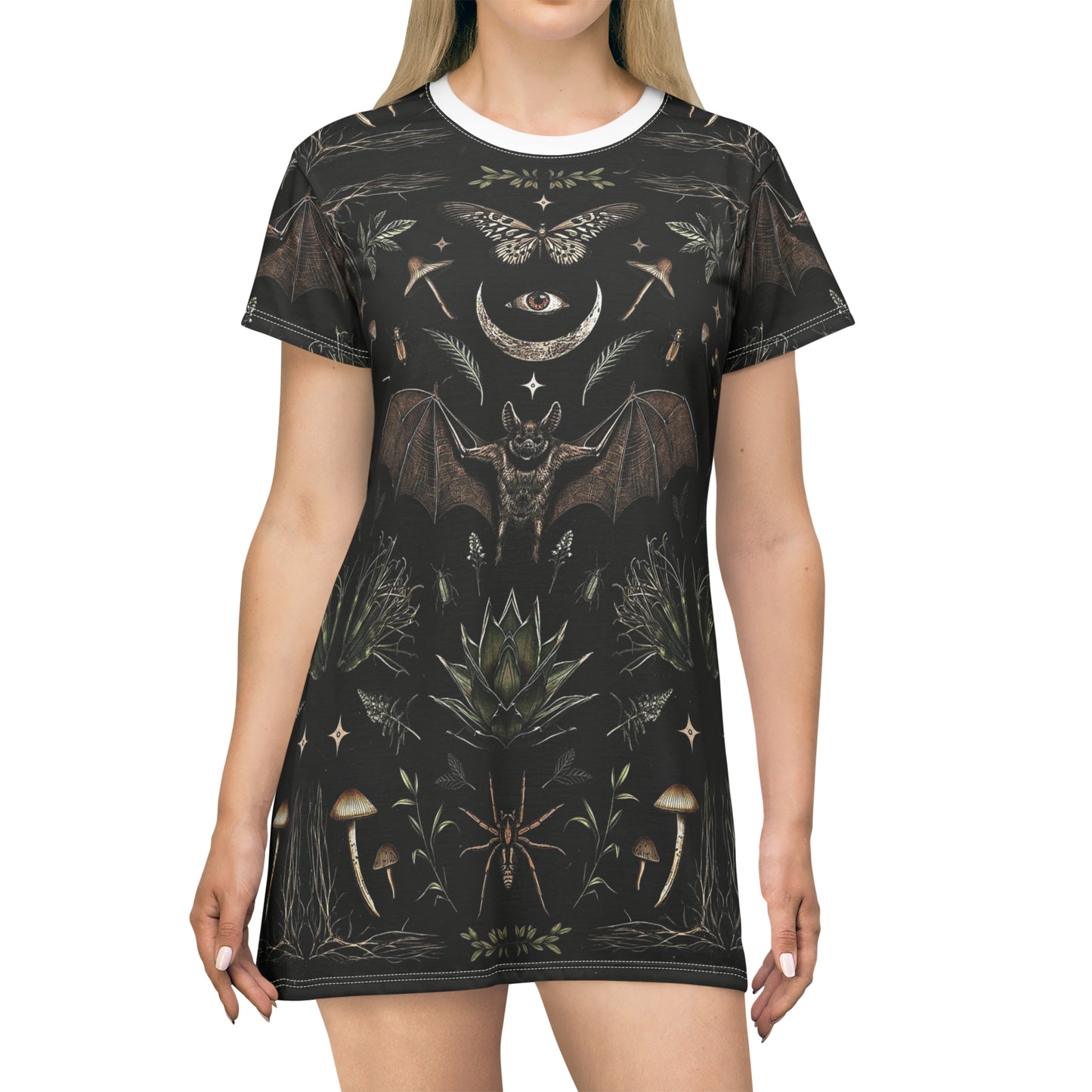 Vintage Style Bat Boho Goth T-Shirt Dress