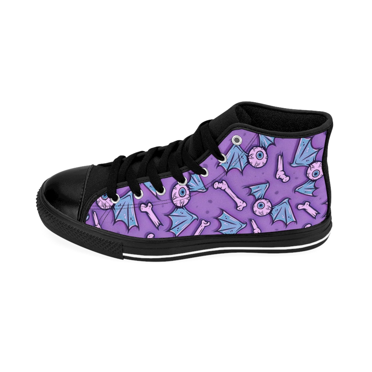 Flying Eyeballs Pattern Women's High Top Sneakers Purple