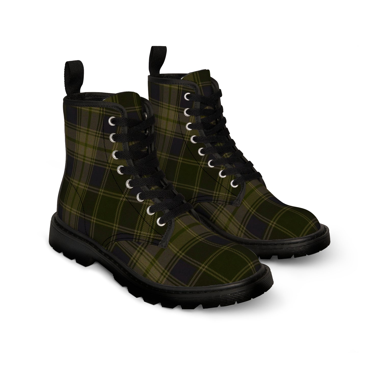 Women's Dark Army Green Plaid Boots