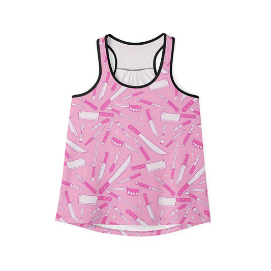 Women's Pink Workout Tank Top Pastel Pink Knives