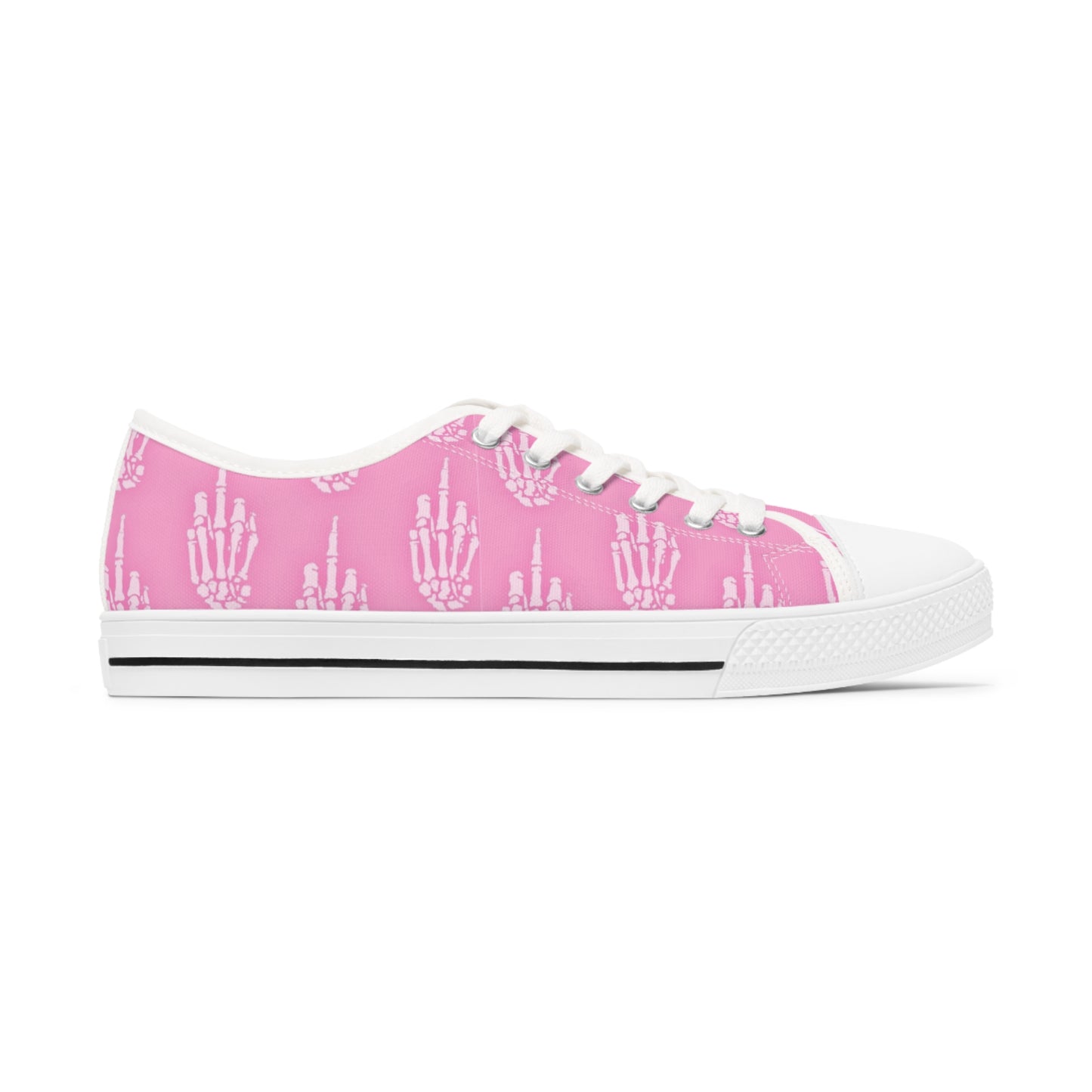 Women's Skeleton Finger Pink Pastel Goth Low Top Sneakers