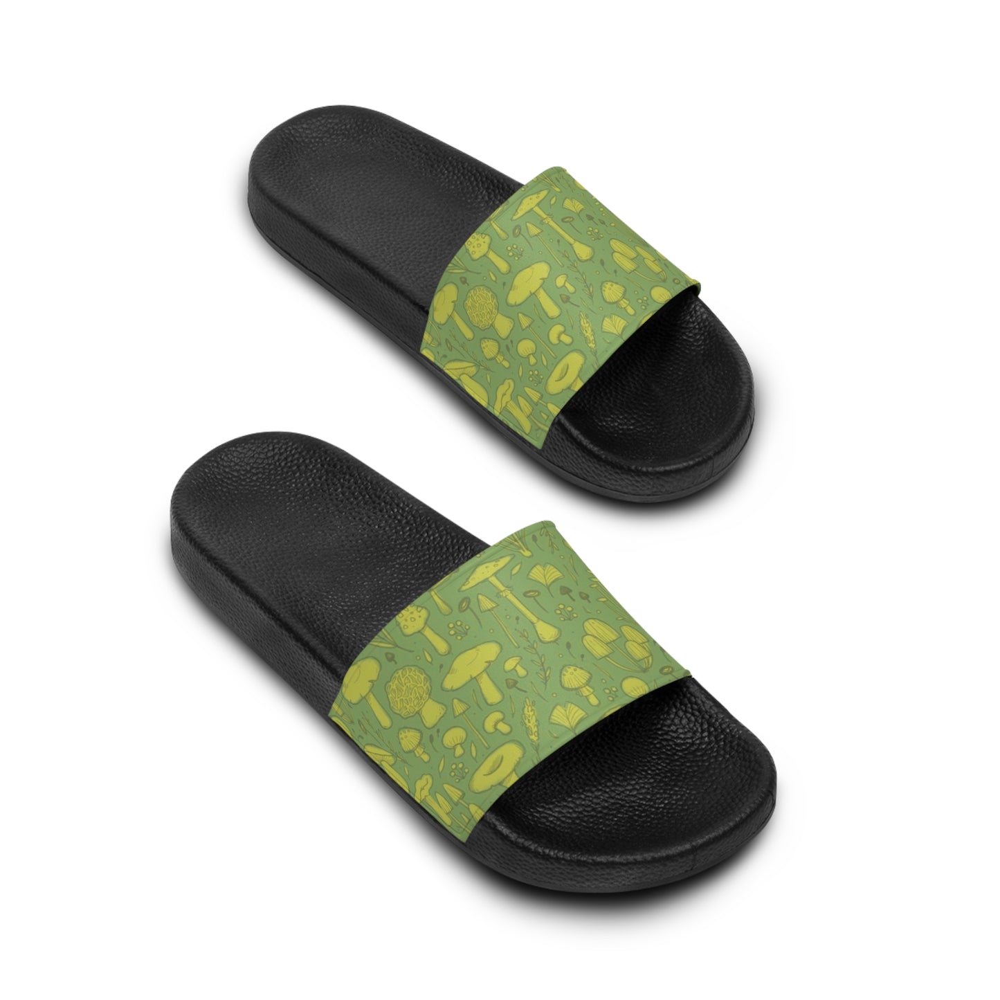 Women's Green Neon Shrooms Retro Slide Sandals