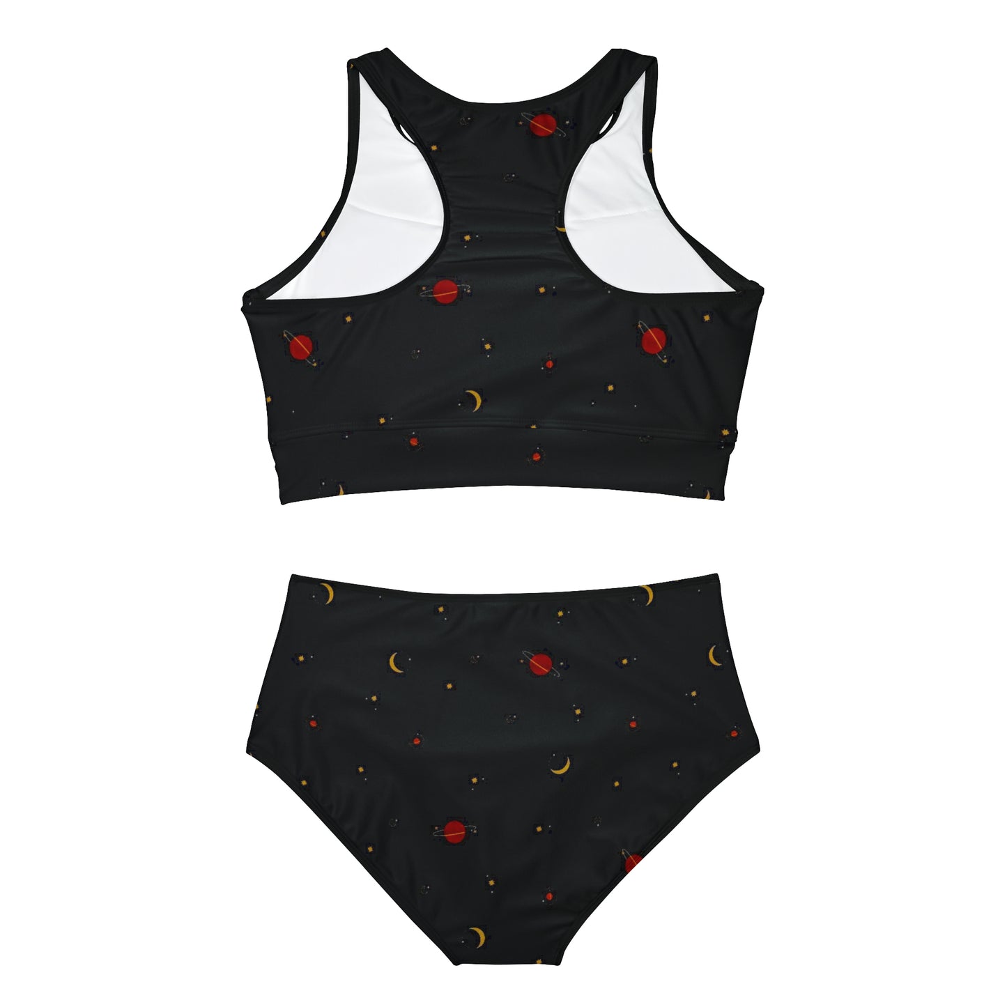 Red Space Black Retro Sporty Bikini Set