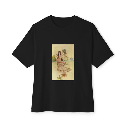 Vintage Sea Goddess Unisex Black Oversized T-Shirt