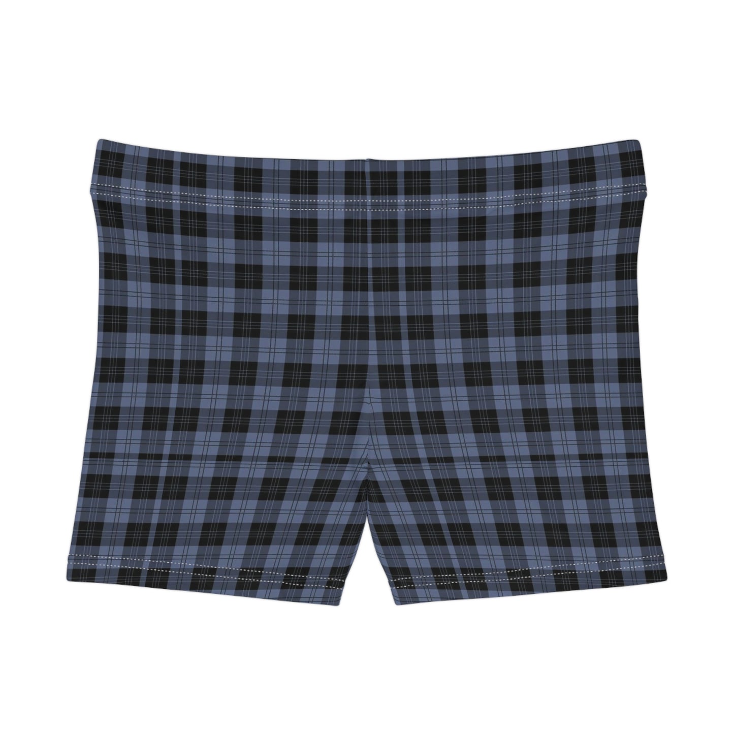 Women's Periwinkle Black Plaid Active Shorts