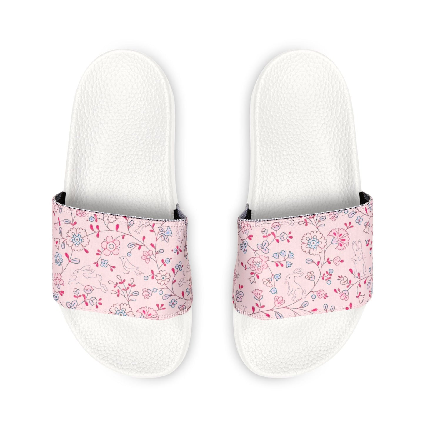 Women's Kawaii Floral Bunnies Pastel Pink Slide Sandals