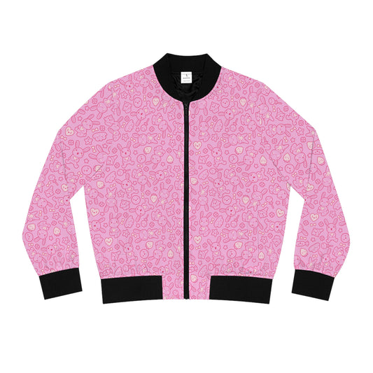 Kawaii Bunnies Pastel Pink Women's Bomber Jacket