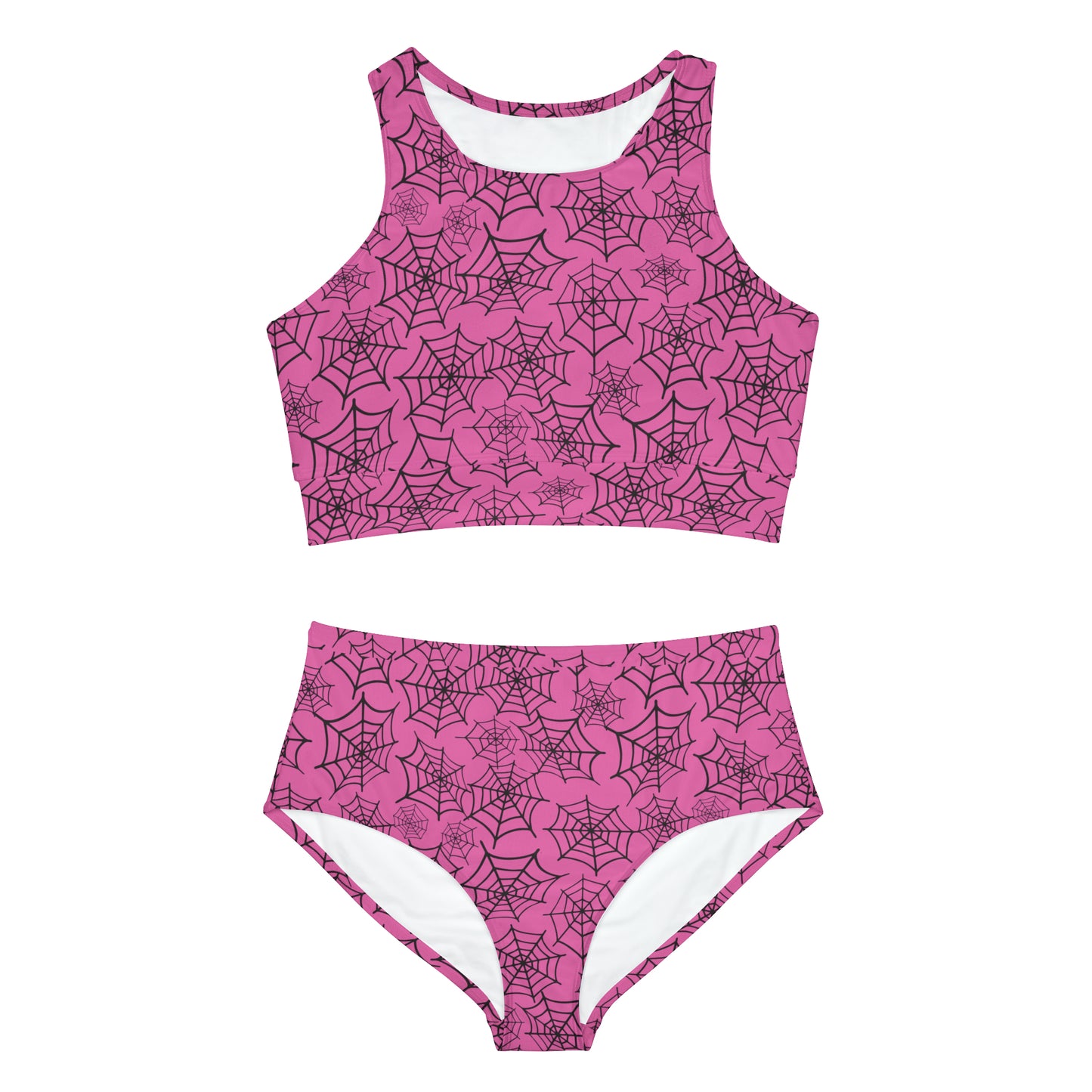 Spiderwebs Pink Goth Alt Sporty Bikini Set