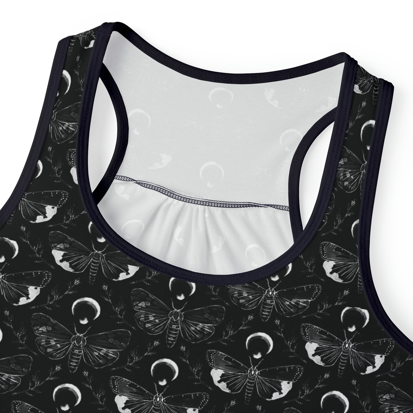 Moth Print Women's Black Tank Top