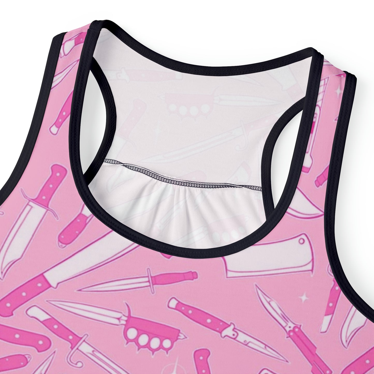 Women's Pink Workout Tank Top Pastel Pink Knives