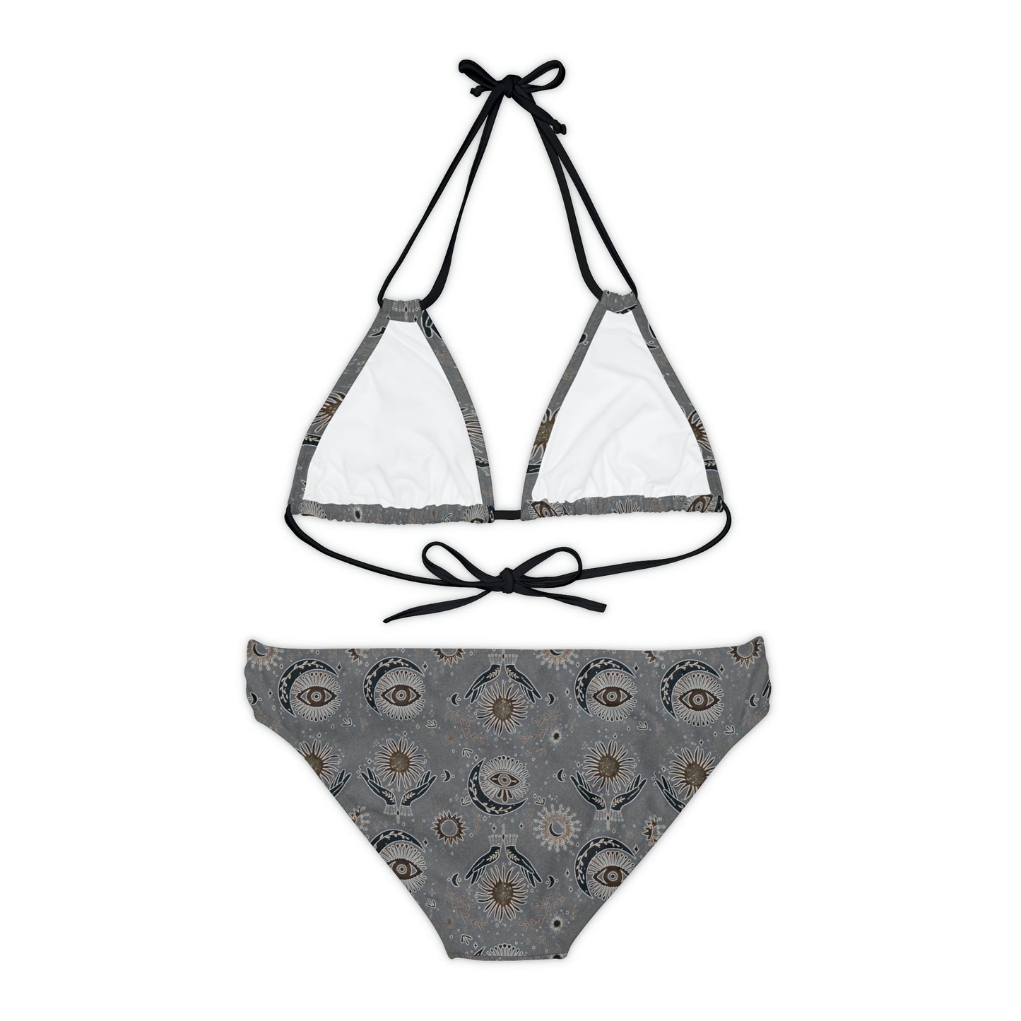 Vintage Celestial Gray Art Deco Strappy Bikini Set