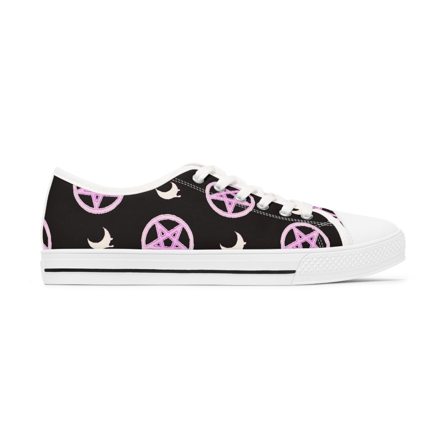 Pink Pentagram Goth Women's Low Top Sneakers