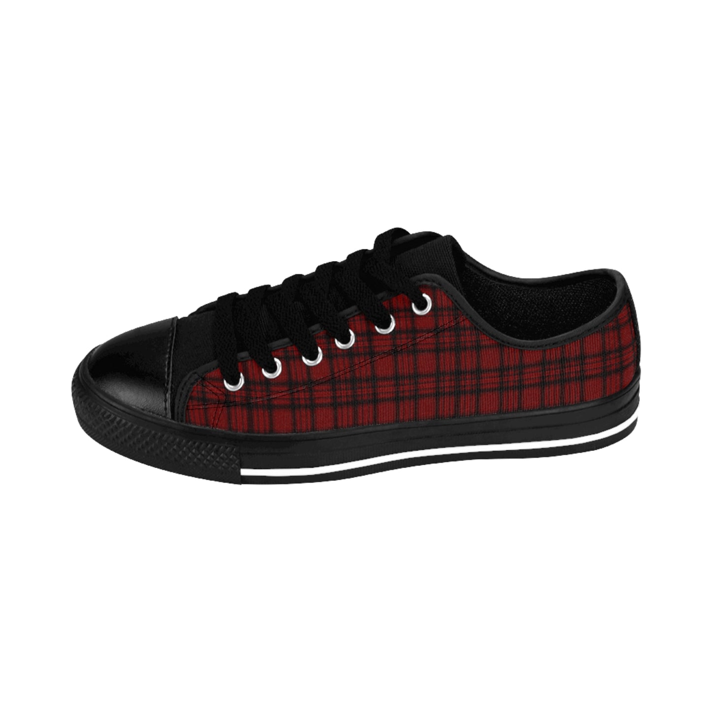 Men's Low Top Sneakers | Red Black Plaid