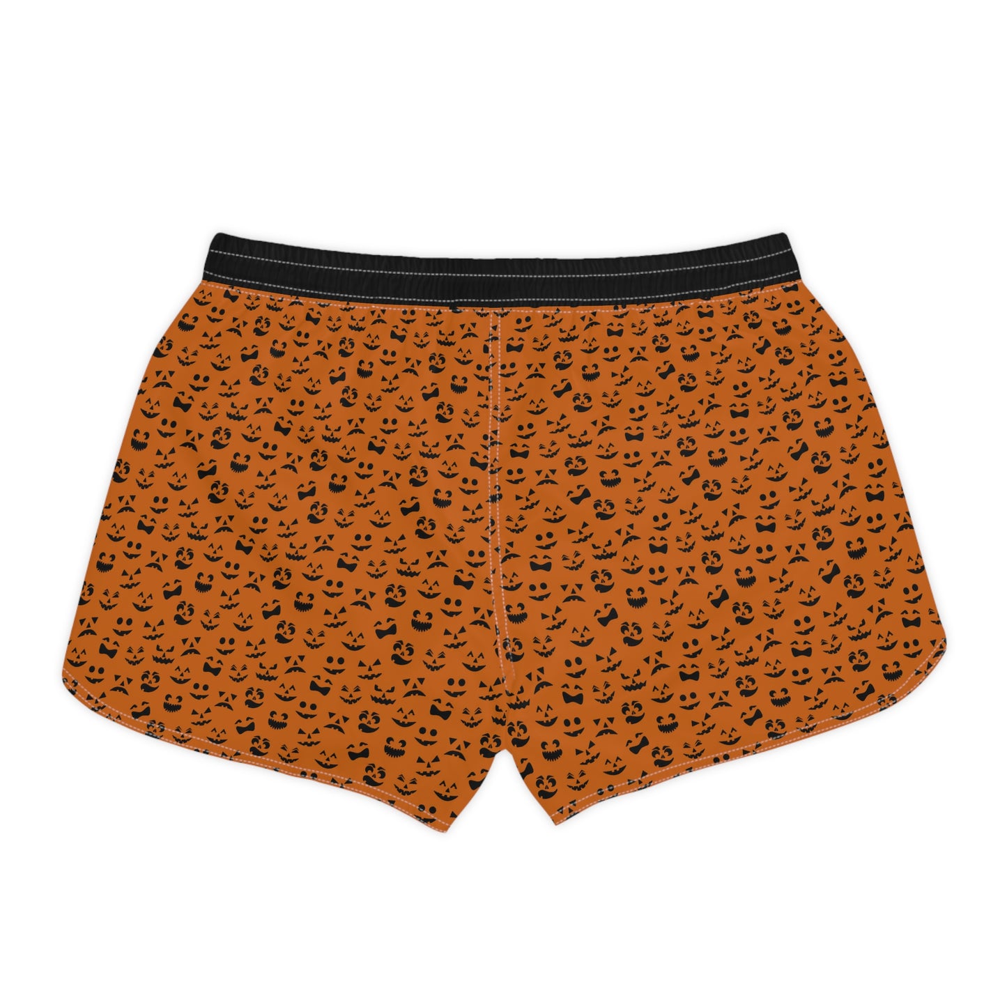 Halloween Pumpkin Themed Women's Black Casual Shorts