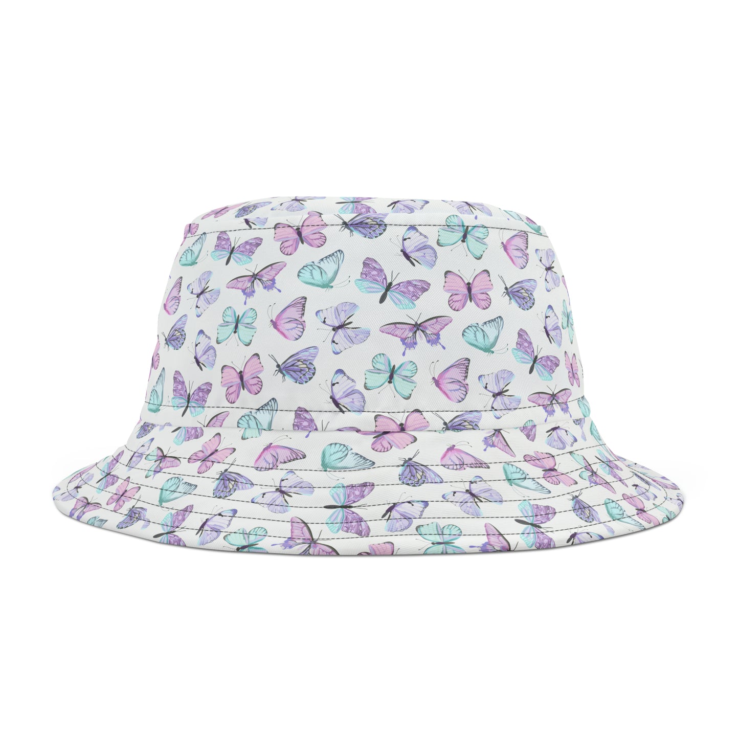 Bucket Hat | White Kawaii Butterfly Y2K