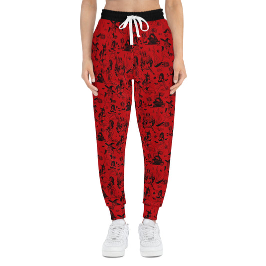 Pin Up Devils Red Athletic Joggers