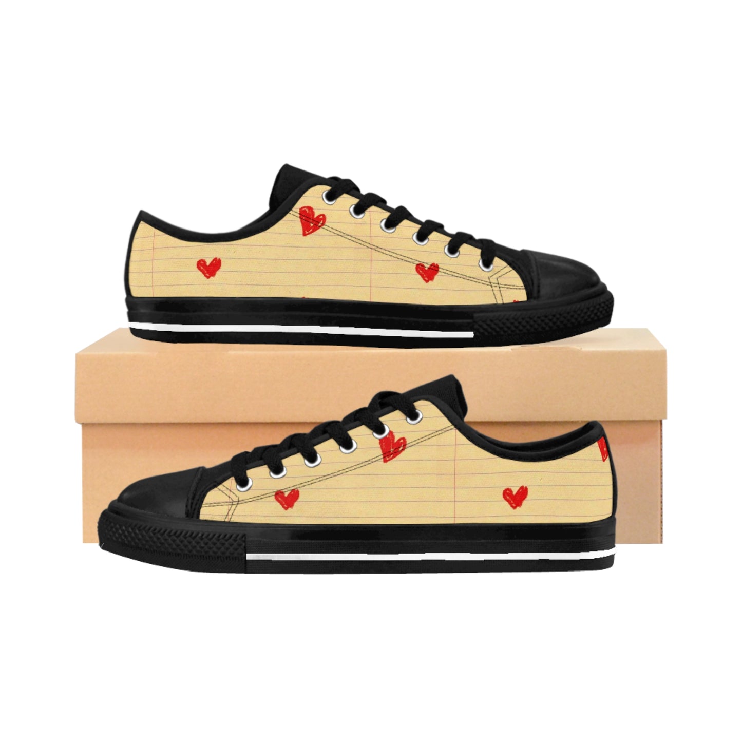 Vintage Paper Heart Retro Women's Sneakers