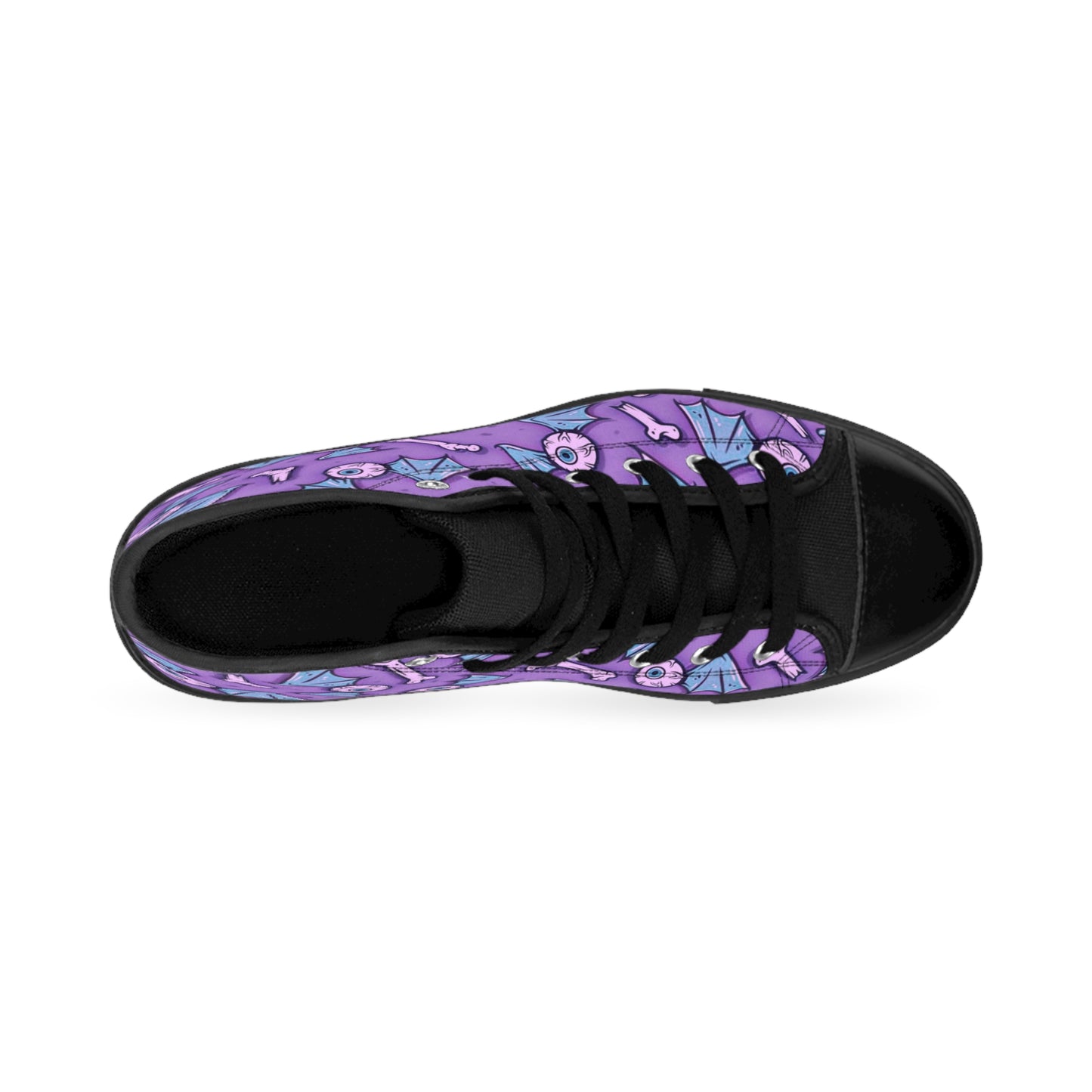 Flying Eyeballs Pattern Women's High Top Sneakers Purple