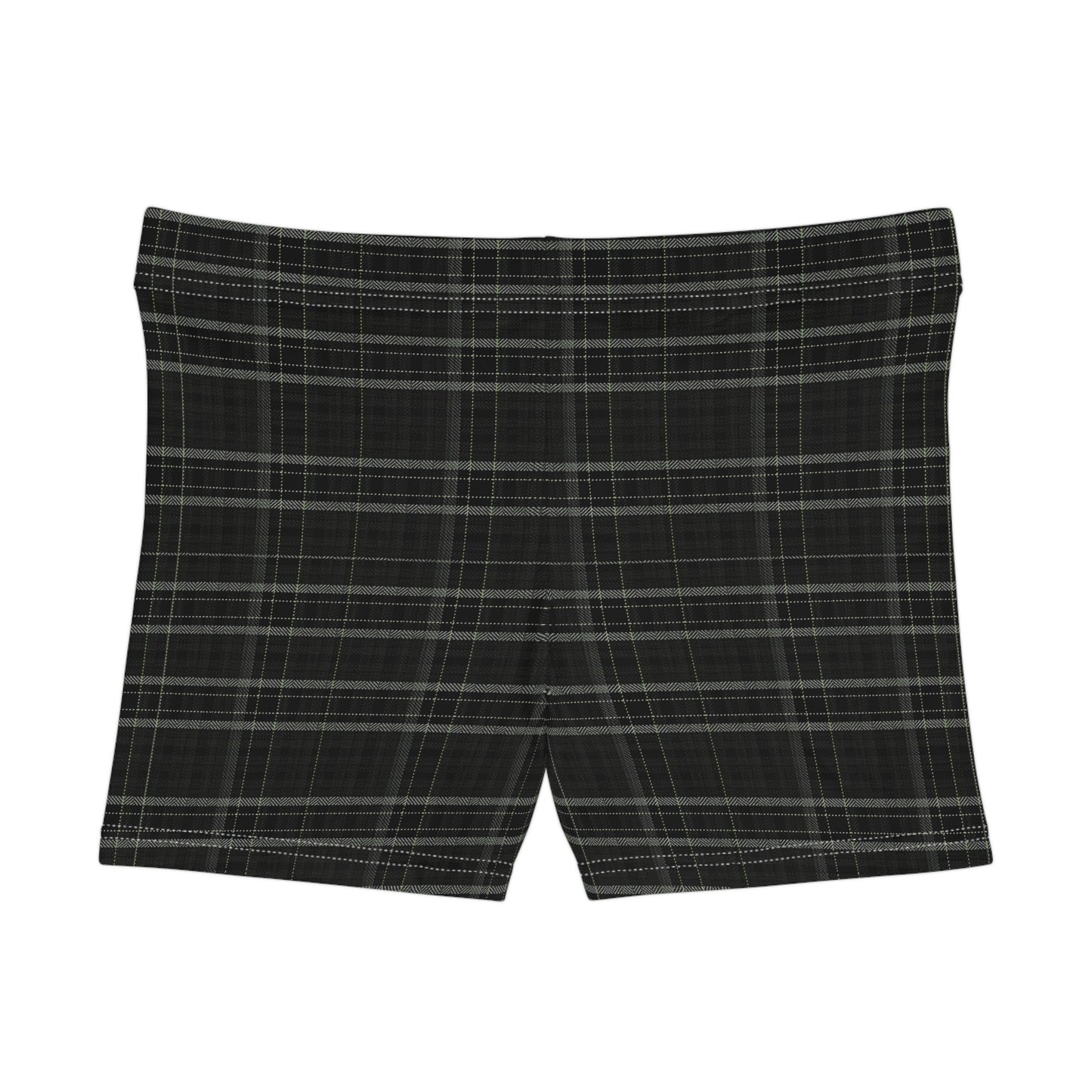 Women's Dark Gray Plaid Active Shorts