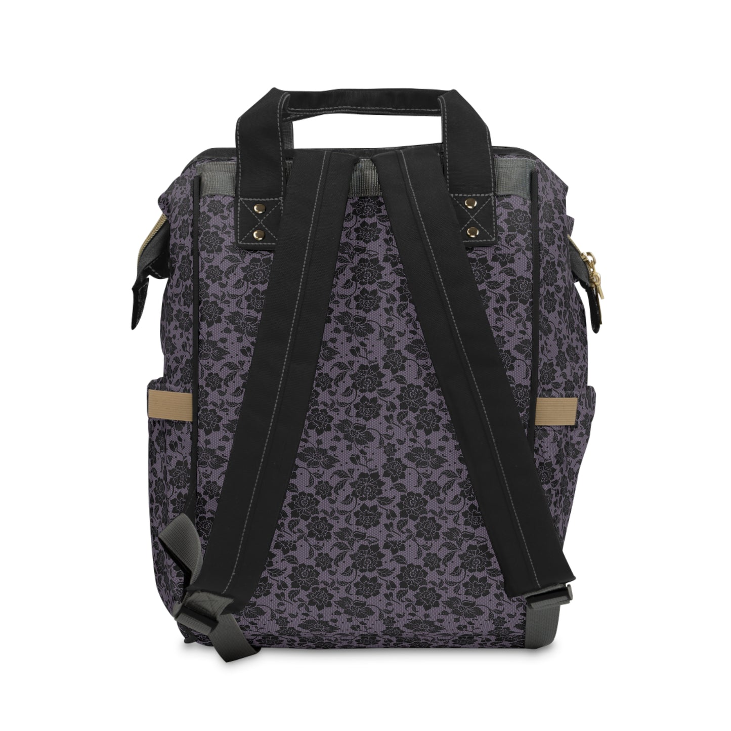 Black and Purple Floral Teal Multifunctional Diaper Backpack