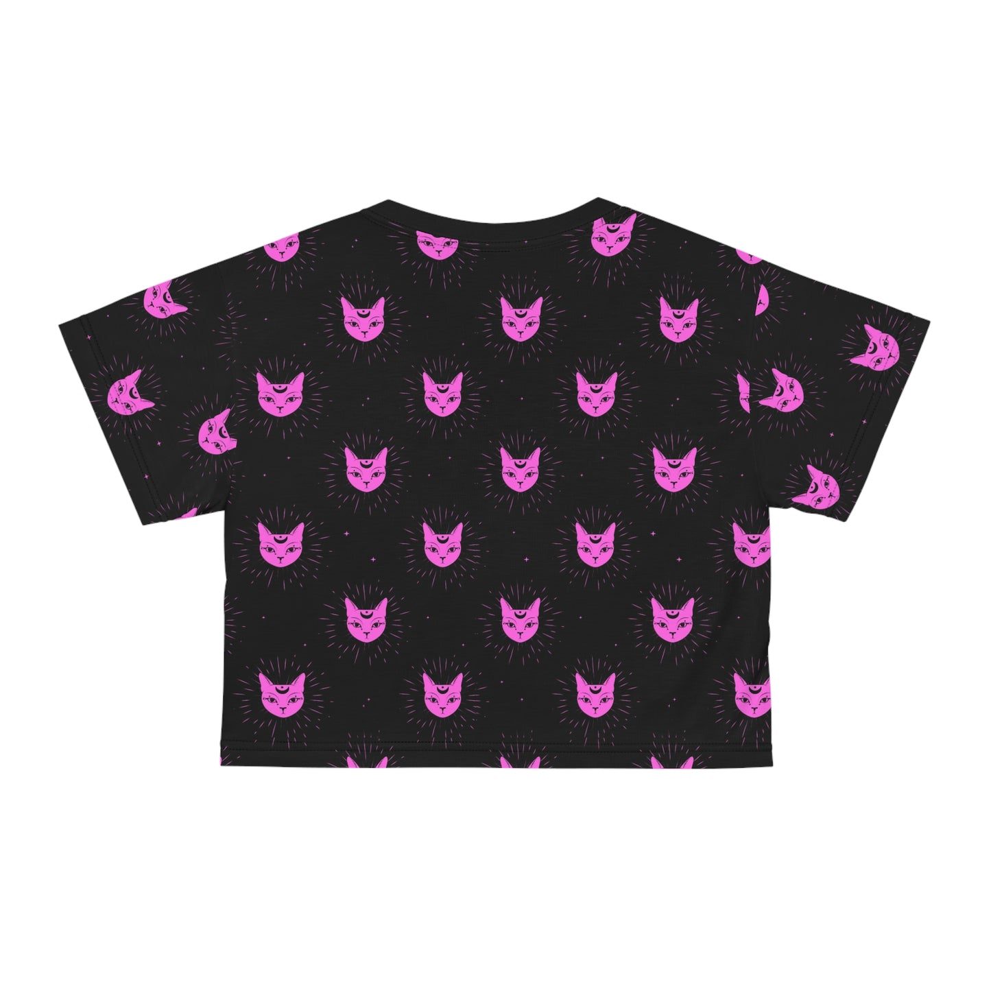 Cat Pink Celestial Vibes Y2K Goth Crop Tee