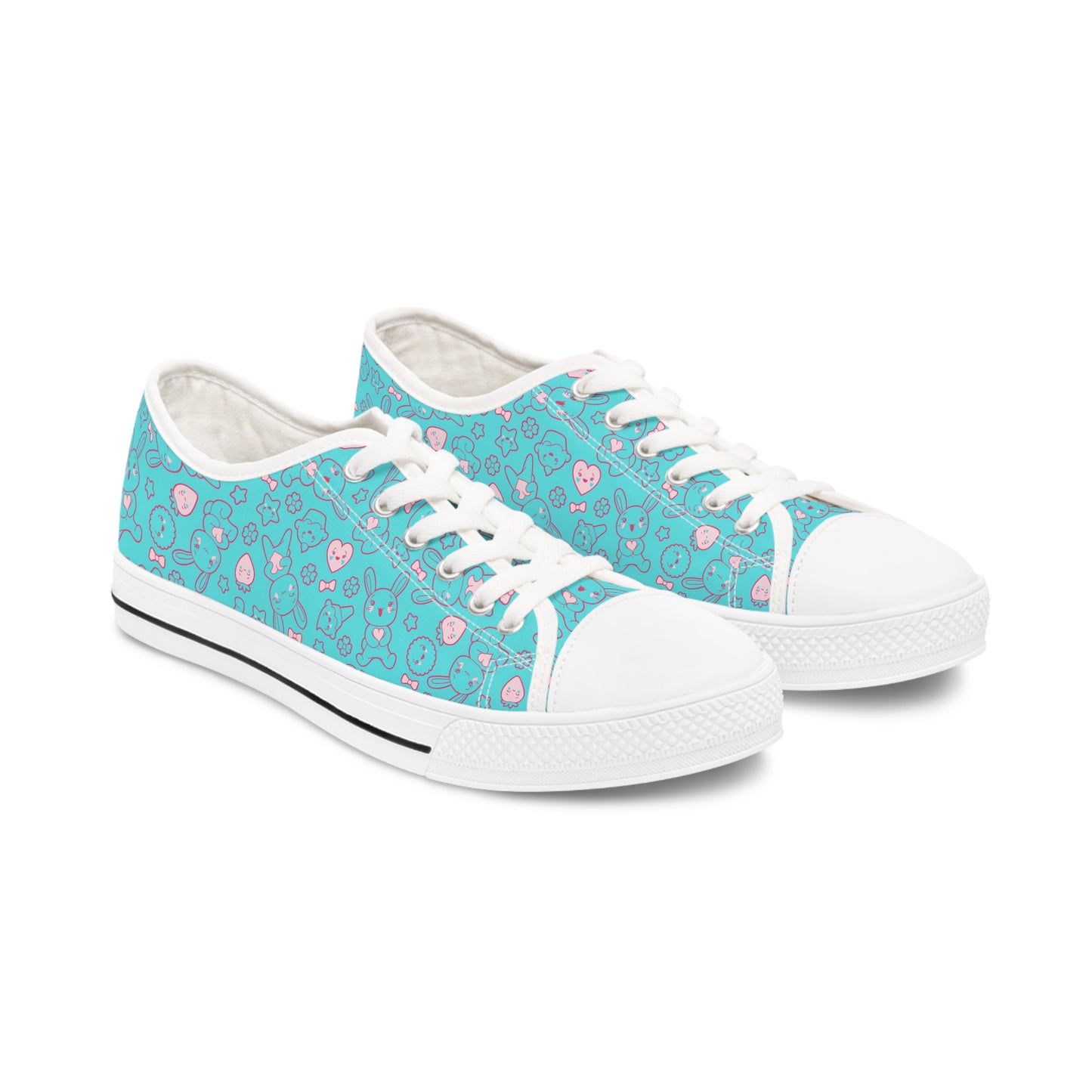 Women's Cute Blue Bunny Kawaii Low Top Sneakers