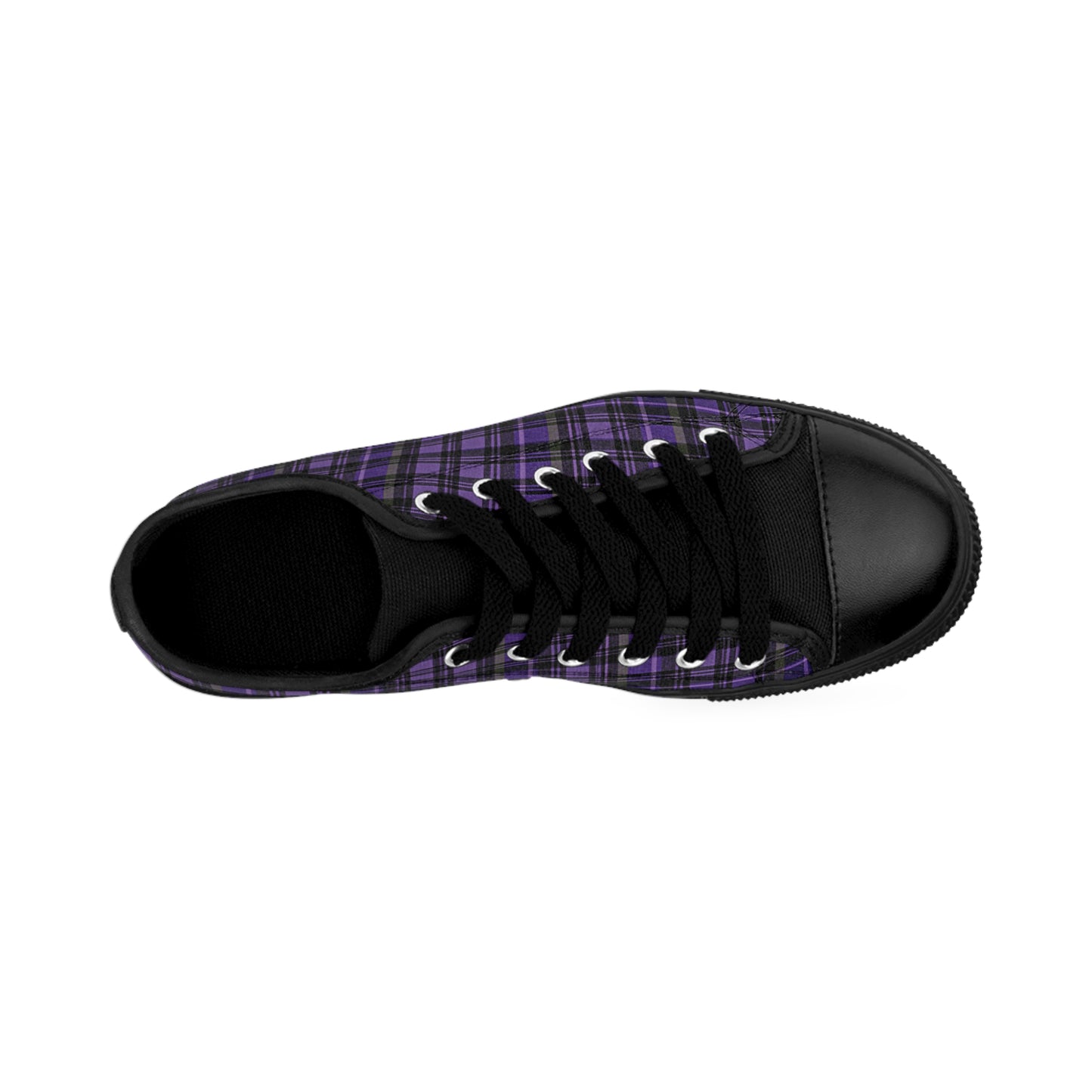 Purple Black Plaid Men's Low Top Sneakers