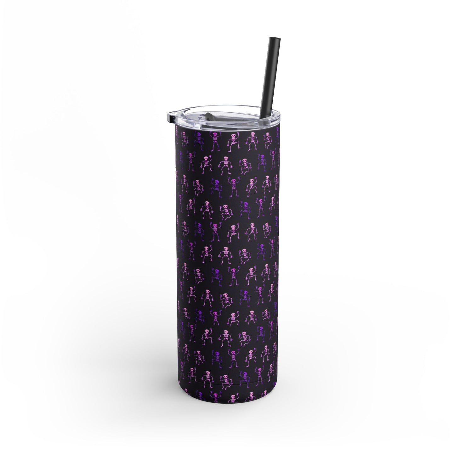 Skeleton Black Skinny Matte Tumbler, 20oz