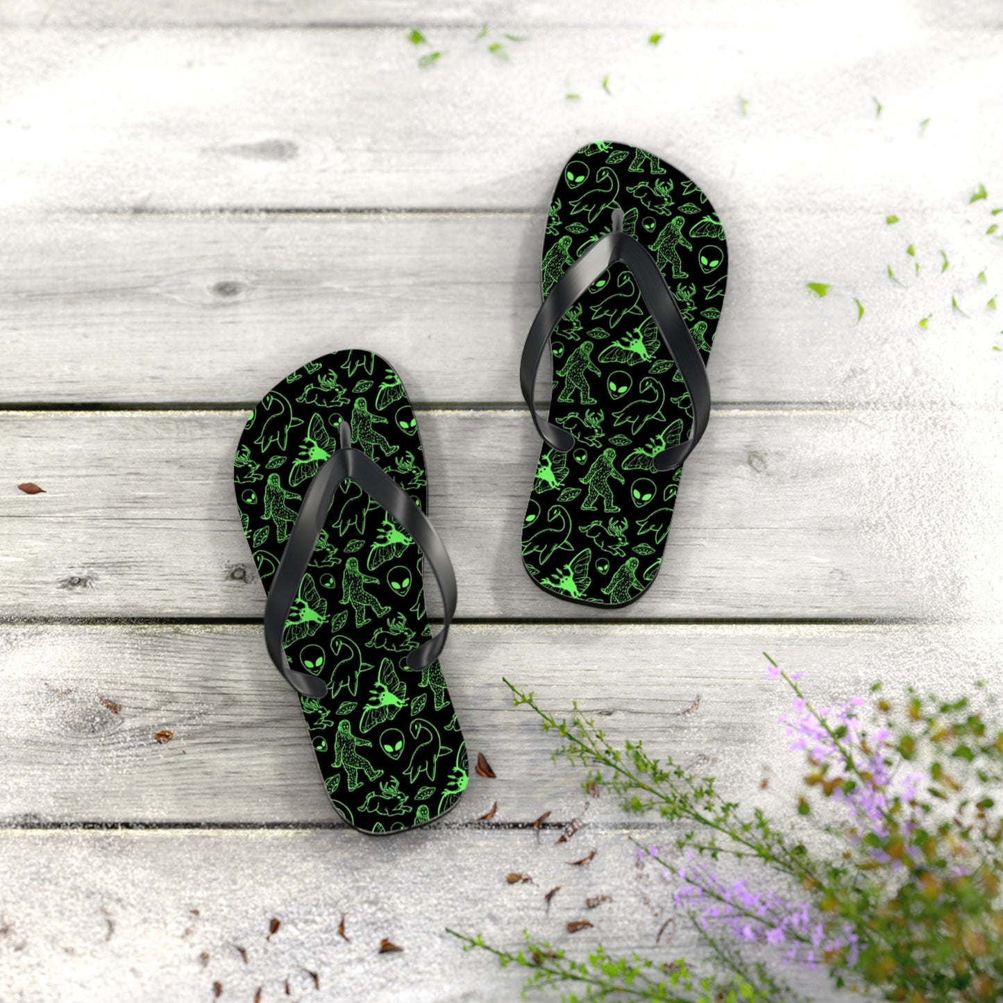 Cryptid Neon Green Men's Flip Flops