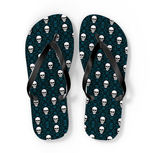 Skulls Dark Blue Men's Flip Flops