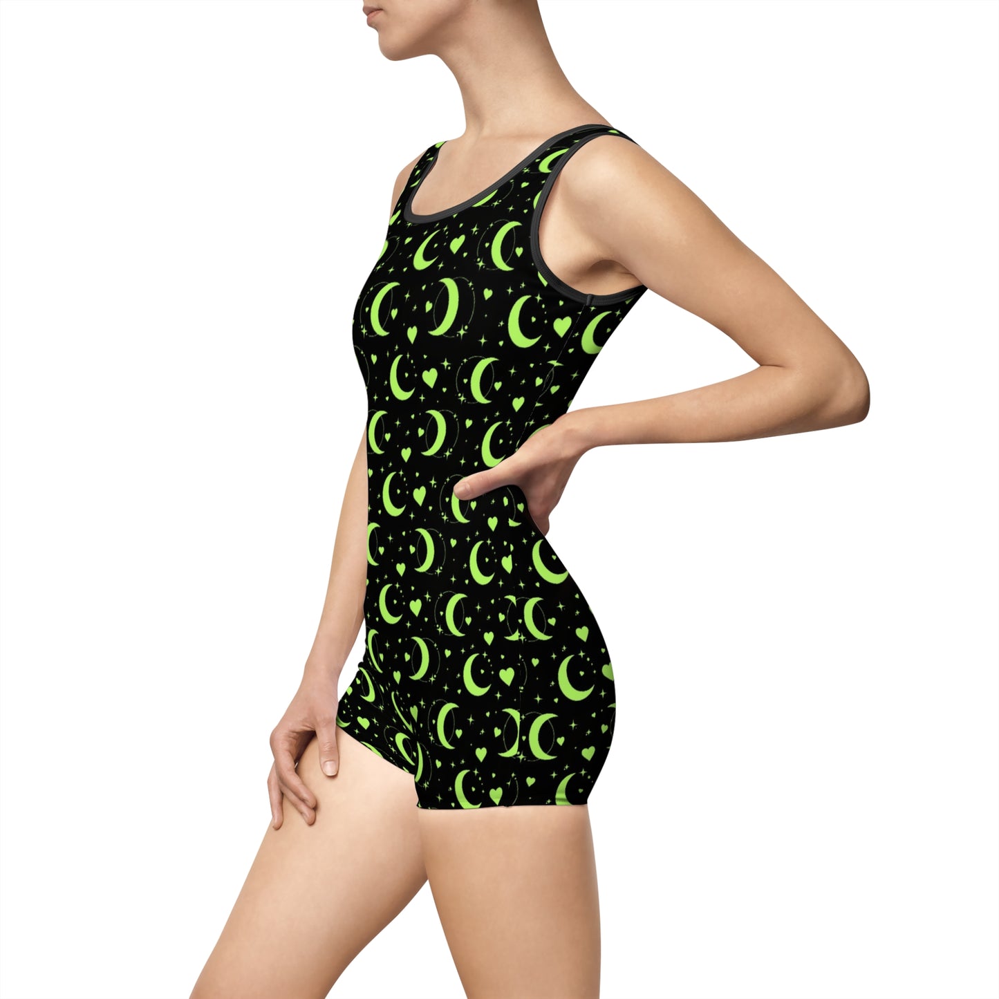 Celestial Neon Green Vintage Style One Piece Swimsuit