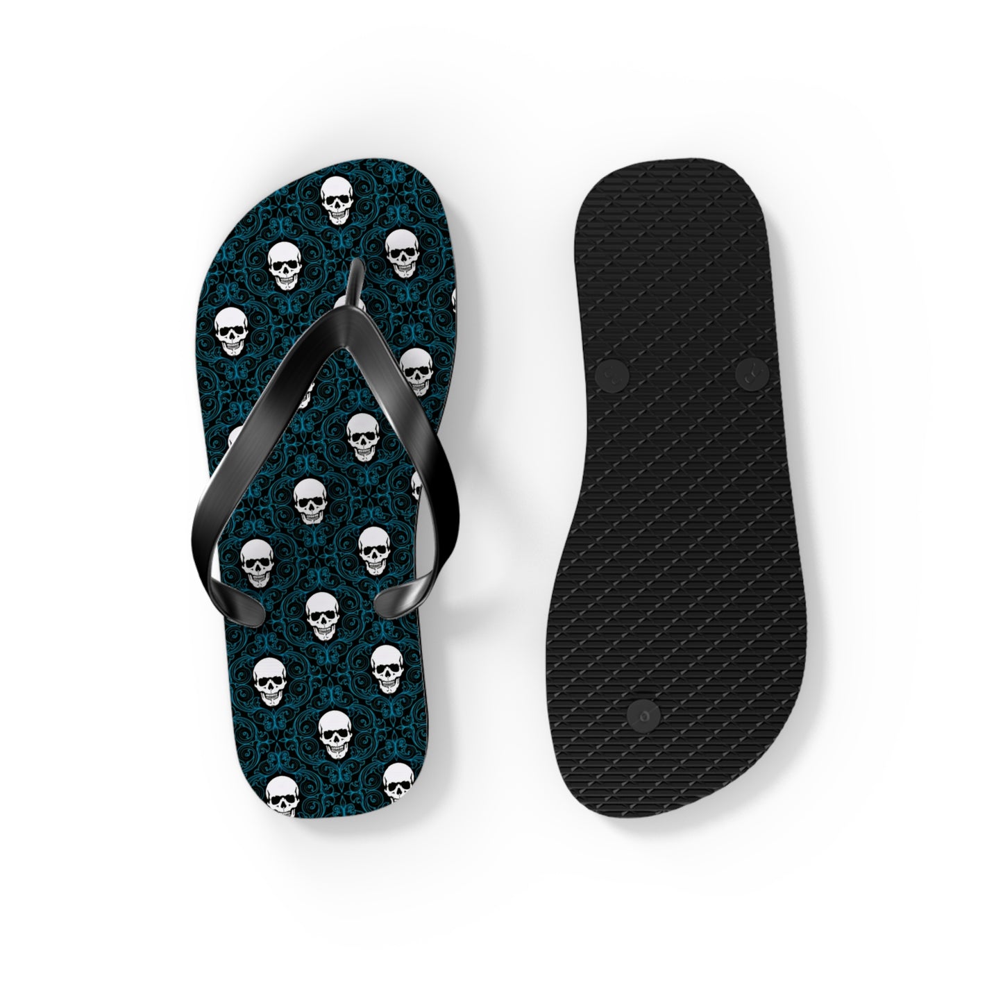 Skulls Dark Blue Men's Flip Flops