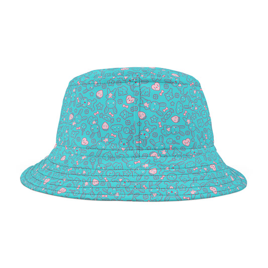 Bright Blue Kawaii Bunny Retro Y2K Bucket Hat