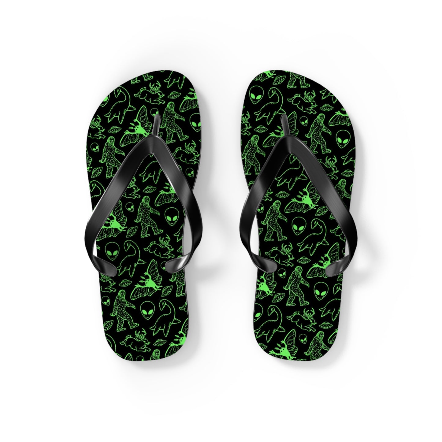 Cryptid Neon Green Men's Flip Flops