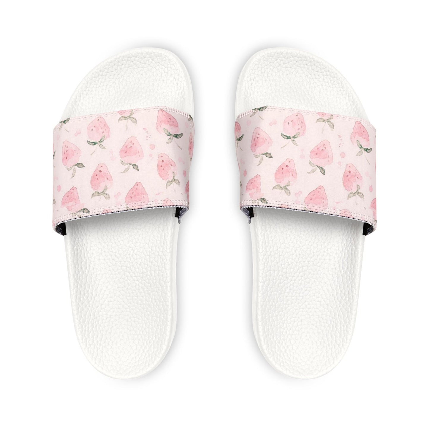 Kawaii Strawberries Women's Pastel Pink Slide Sandals