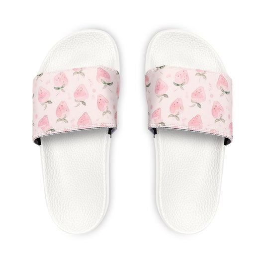 Kawaii Strawberries Women's Pastel Pink Slide Sandals